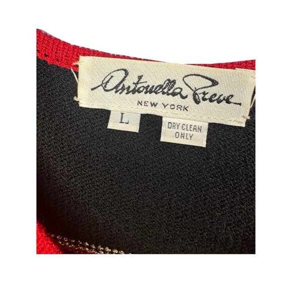 Antonella Preve Red & Black Knit Jumpsuit With Gold Accents & Zebra Pattern Sz L - Picture 4 of 11